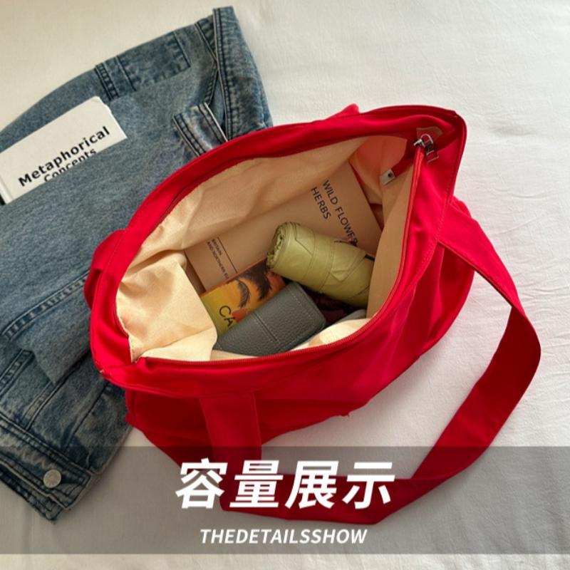 Korean Retro Solid Color Pleated Bow Shoulder Bags for Women Large Capacity Ladies Tote Bag Simple Student Handbags with Zipper