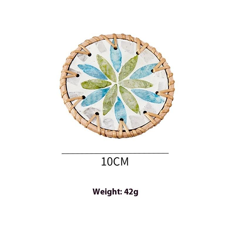 

1 шт. 10 см ротанговая подставка под чашку, плейсмат, круглая разноцветная подставка под чашку из ракушек, подставка в богемном стиле, подставка под чайник A14