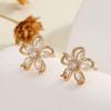 XXX-005 Dainty Flower Stud Earrings for Women Piercing Cartilage Ear Ring Cute Zircon Gold Color Women's Aesthetic Jewelry Gift