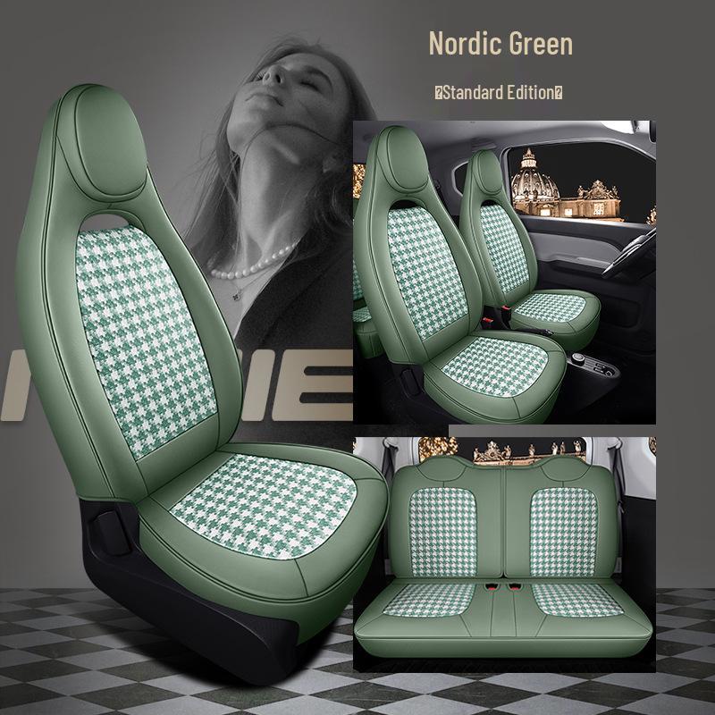 Husă Scaun ST Houndstooth pentru Wuling Hongguang MiniEV - Învelire Completă, Pernă pentru Toate Sezoanele