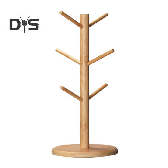 

Деревянный держатель для чашки, подставка для кофейных кружек, подставка для кружек на столешницу с 6 крючками, органайзер для кружек A