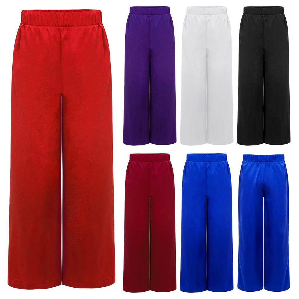 Liturgiske dansetights for gutter: Satin vidbukse med strikk i midjen, ensfarget, for lovsang