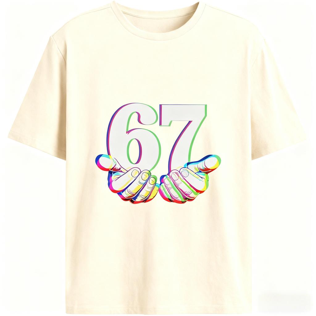 Six Seven 67 Meme Design Funny 1pcs T-Shirts Set Women Graphic Design Pure Cotton Unisex Fashion Casual Round Neck Loose T-Shirt