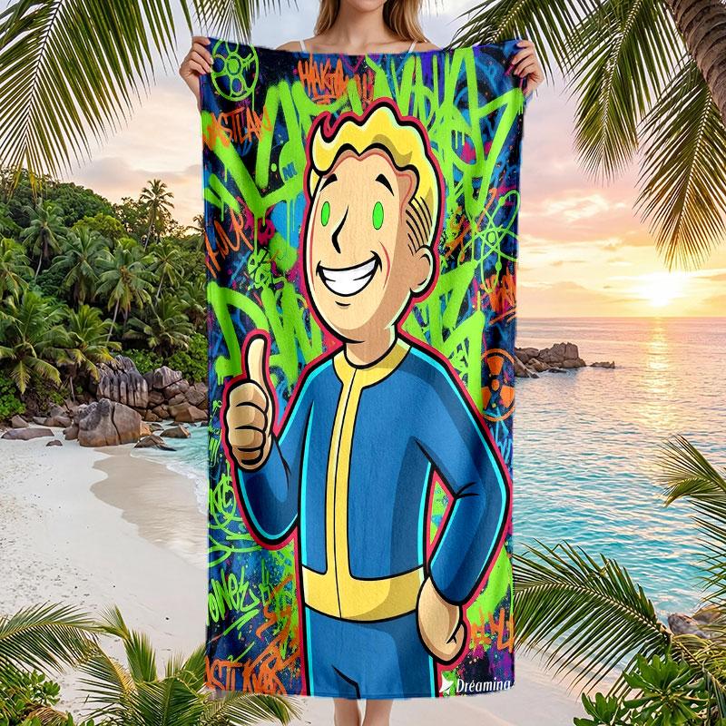 Large Beach Towel Quick Dry Absorbent Towel For Beach IndoorFallout Vault Boy