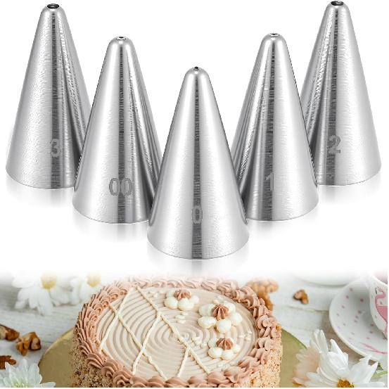 5Pcs Small Writing Piping Tip Round Icing Tips, Cake Decorating Supplies Piping Tips, Piping Nozzles Decorating Tips, Baking Tools For Buttercream,