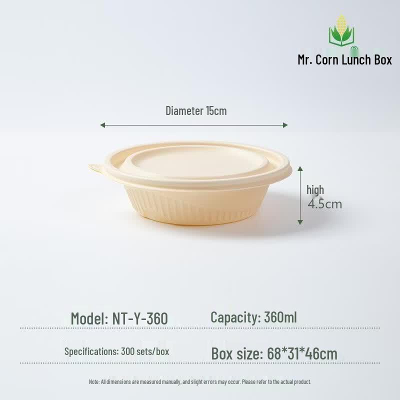 Biodegradable Corn Starch Round Takeaway Bowl