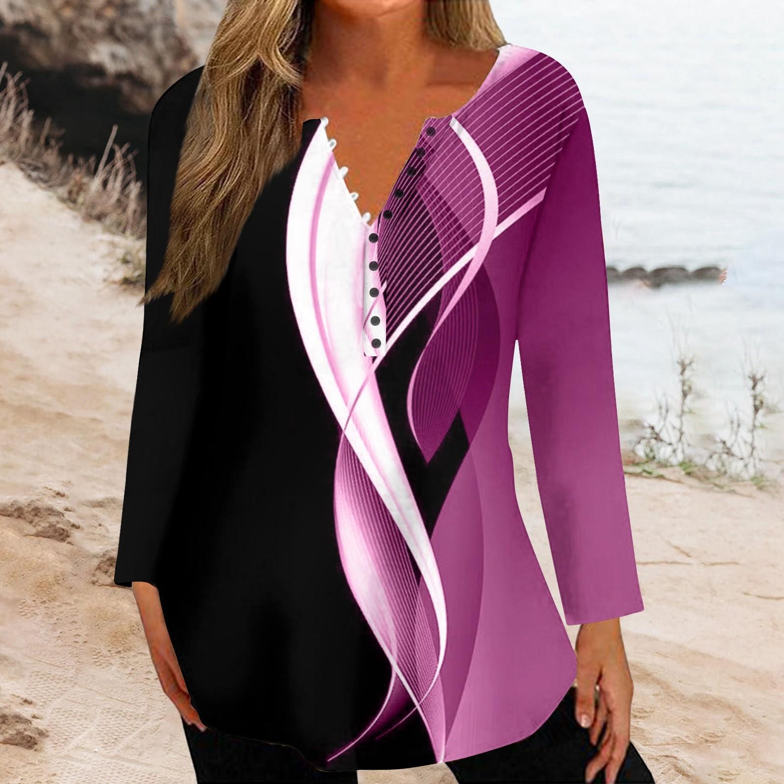 

Женская блузка свободного кроя с пуговицами, однотонная футболка с длинным рукавом XL горячий розовый