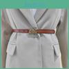 Womens Leather Belt With Classic Silver Buckle For Daily Office Gift Attire