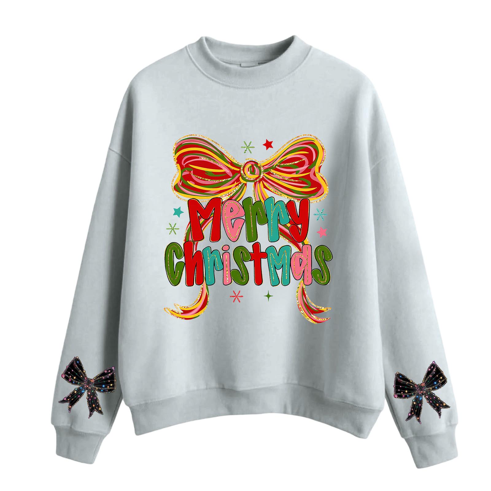 

Женский модный повседневный свитшот с круглым вырезом и длинными рукавами с рождественским принтом S