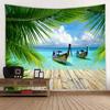 Paradise Tropical Beach Seascape Tapestry Wall Decor Palm Tree Ocean View Coastal Vacation Polyester Hanging Art