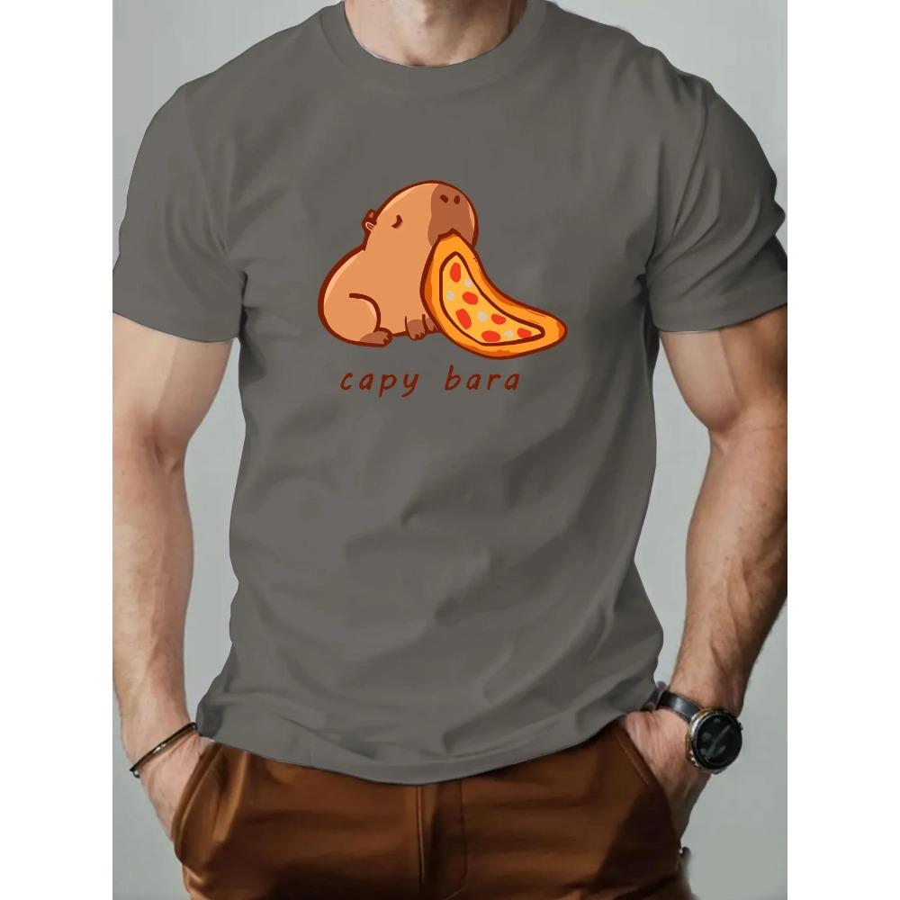 Men's T-Shirt 100% Cotton Capybara Cartoon Pattern Print Summer Round Neck Breathable Casual Short Sleeve Fashion T Shirt