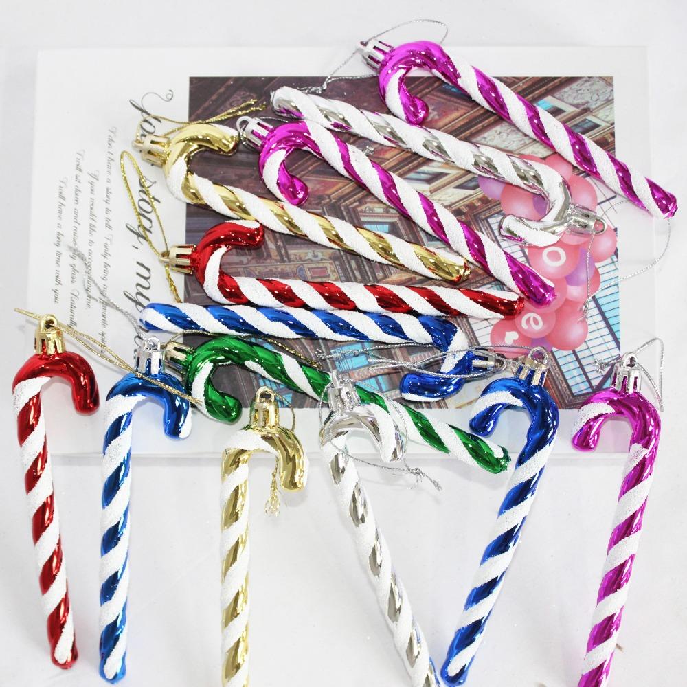 6pcs/box Cute Candy Canes Decoration Plastic Xmas DIY Pendant Creative Candy Hook Ornaments  Home