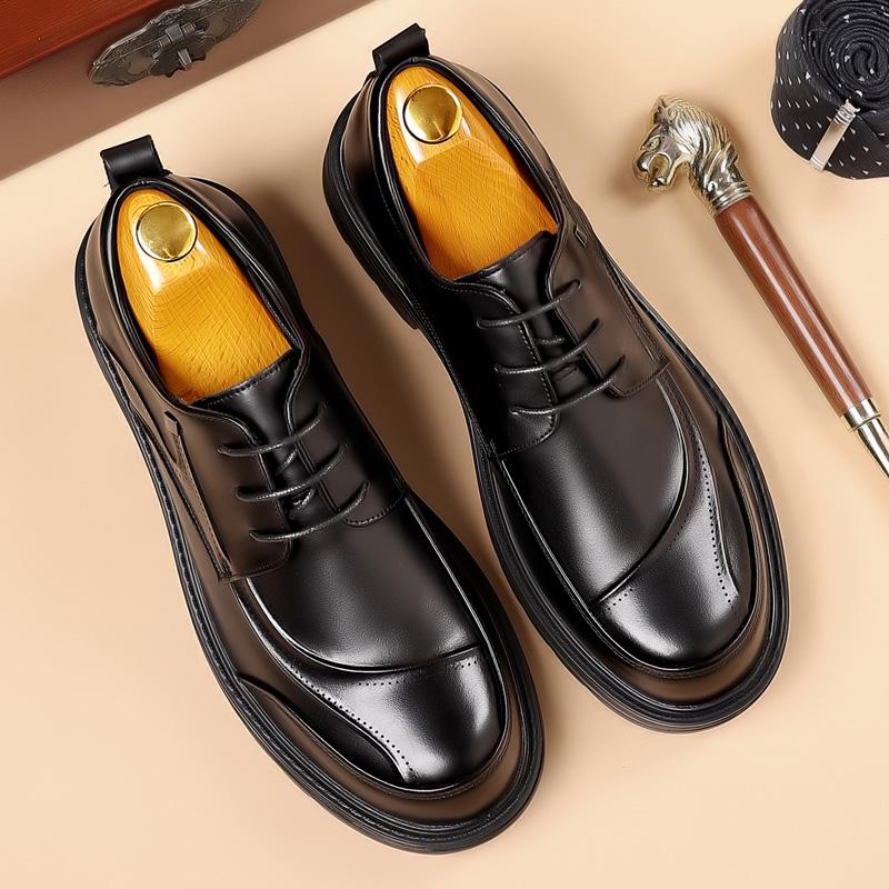 Spring and autumn trend men's business casual leather shoes lace-up big head formal men's leather shoes