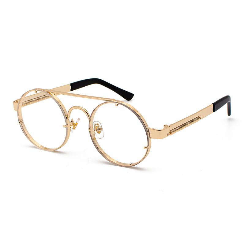 Metal Round Steampunk Rimless Sunglasses