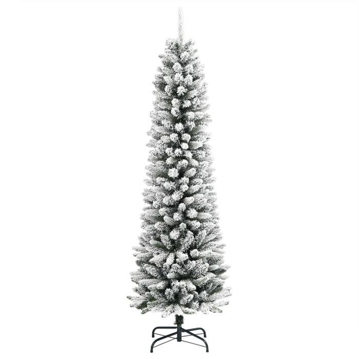 VidaXL Slim Artificial Christmas Tree with Flocked Snow 150 Cm PVC/PE, Artificial Christmas Tree, Artificial Tree, Ornament 4019686