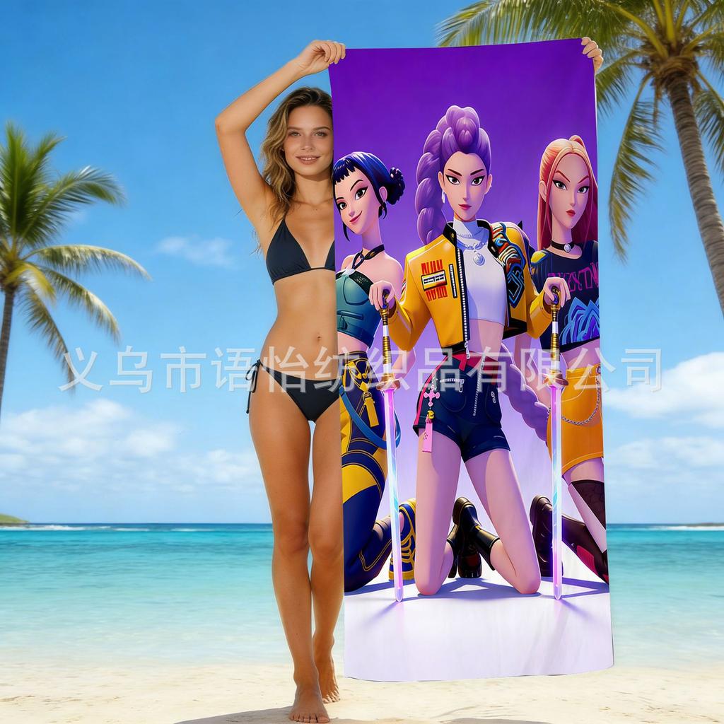 Europe And The United States Popular Witch Hunter Group Beach Towel Internet Celebrity Kpop Microfiber Beach Towel Floor Towel Bath Towel