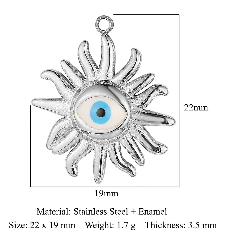 Sun Evil Eye Mirror Polished 316 Stainless Steel DIY Charm Moon Hamsa Hand Zircon Jewelry Star Heart Necklace Pendant