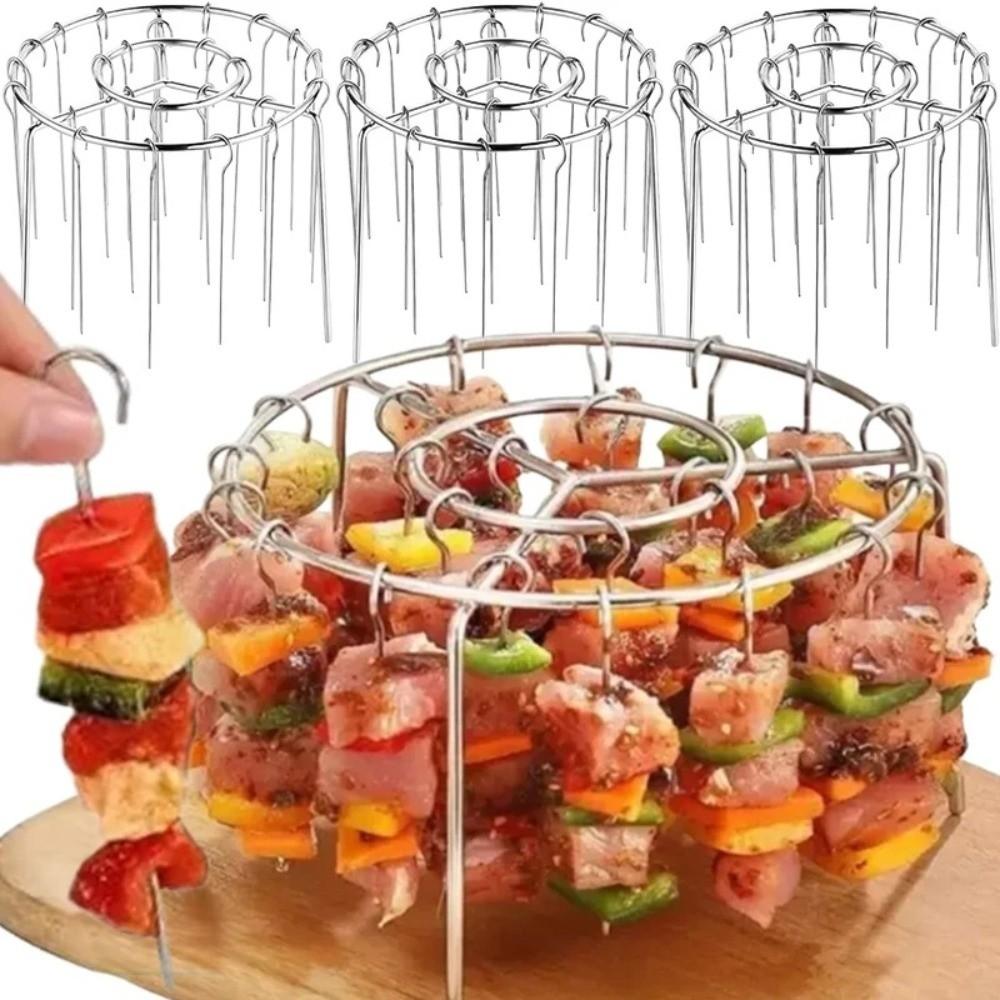 Stainless Steel Air Fryer Skewer Stand Heat-Resistant Barbecue Skewer Bracket Home Kitchen