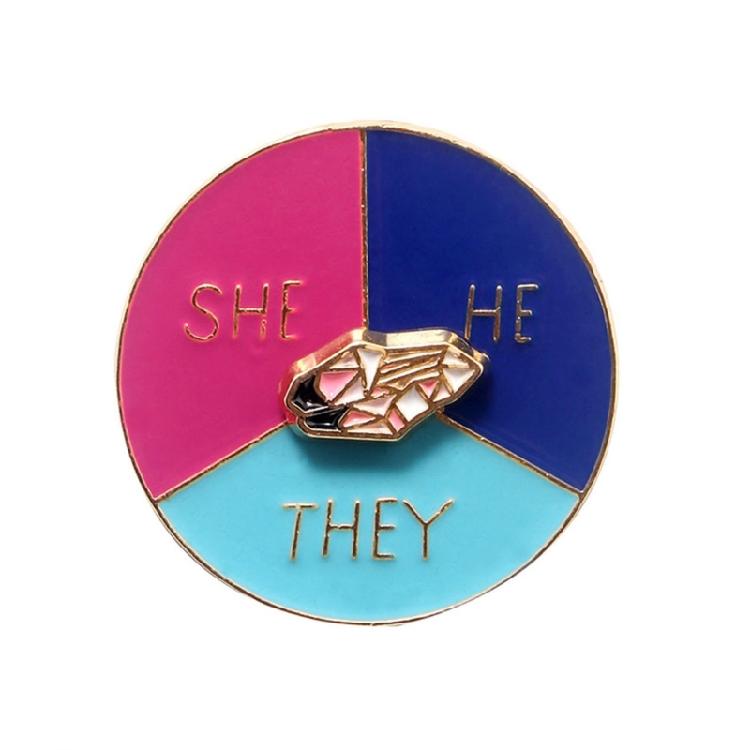 She They He Pronoun Brooch Pin Minimalist Rotation Pointer Badge Pin Backpacks 1