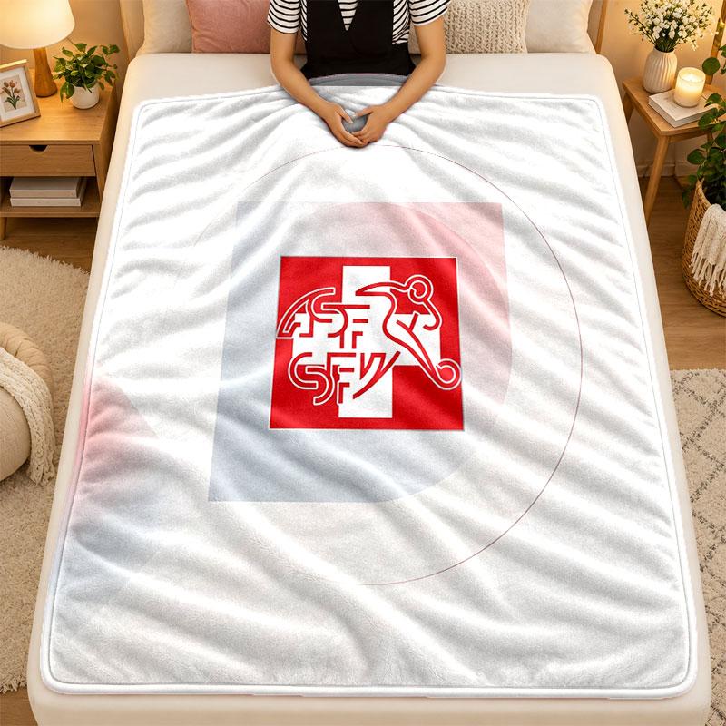 Flaneldecke Schweiz Fußball Warm Weich Überwurfdecke für Innen Sofa Bett Wohnzimmergebrauch