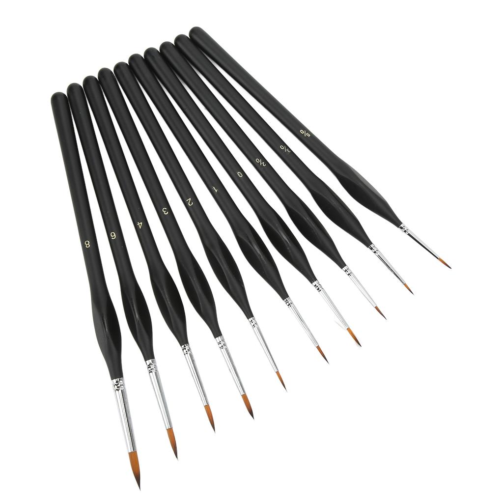 10Pcs Detail Paint Brushes Set Ergonomic Handle Soft Nylon Good Adsorbability Wide Application
