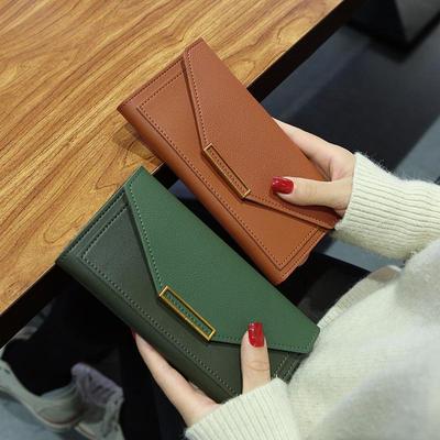 "2024 Women's Korean-Style Long Multicolored Wallet - Trendy, Retro & Slim with Multifunctional Buckle"