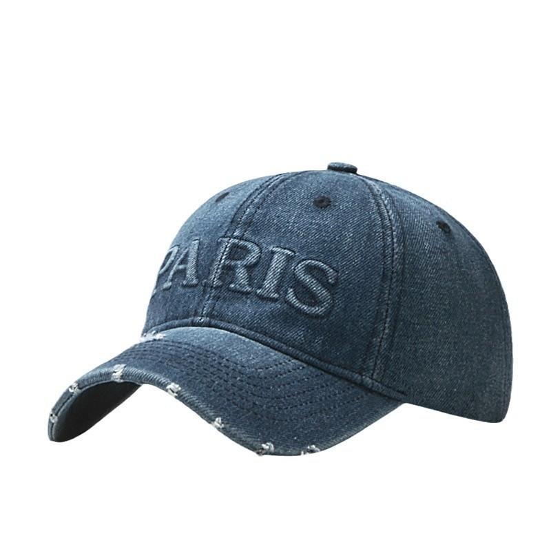Vintage Denim Baseball Cap Men With Wide Brim And Letter Embroidery For Summer Casual Fashion StyleA