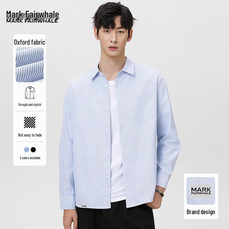 Mark Fairwhale Men s Striped Oxford Long-Sleeve Shirt L