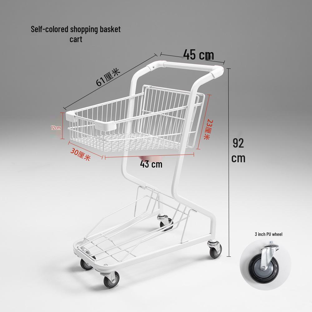Colorful Double-Layer Shopping Cart with Basket for Convenience Stores and Photography Decor