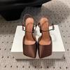 Fashion New Satin Mary Jane Fashion Sandals European American Women's Summer Square Head Thick Heel Shopping Commuting Style High Heels