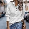 Fall Spring Women Sweatshirt Half-open Stand Collar Solid Color Loose Pullover with Big Pocket Elastic Cuffs OL Commuting Daily Top
