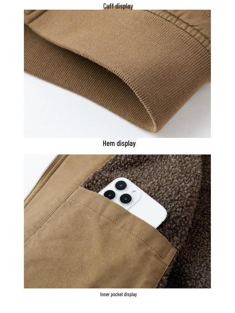 Men's Autumn/Winter Velvet-Lined Cotton Business Casual Jacket