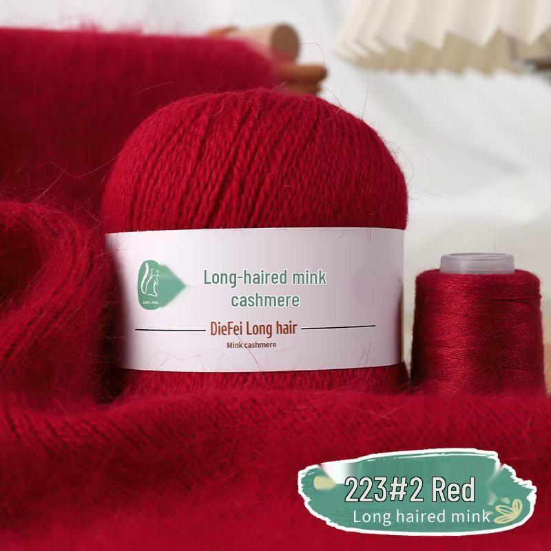 Long-Haired Mink Velvet and Cashmere Yarn: Hand/ Machine-Knitted, Medium-Thick