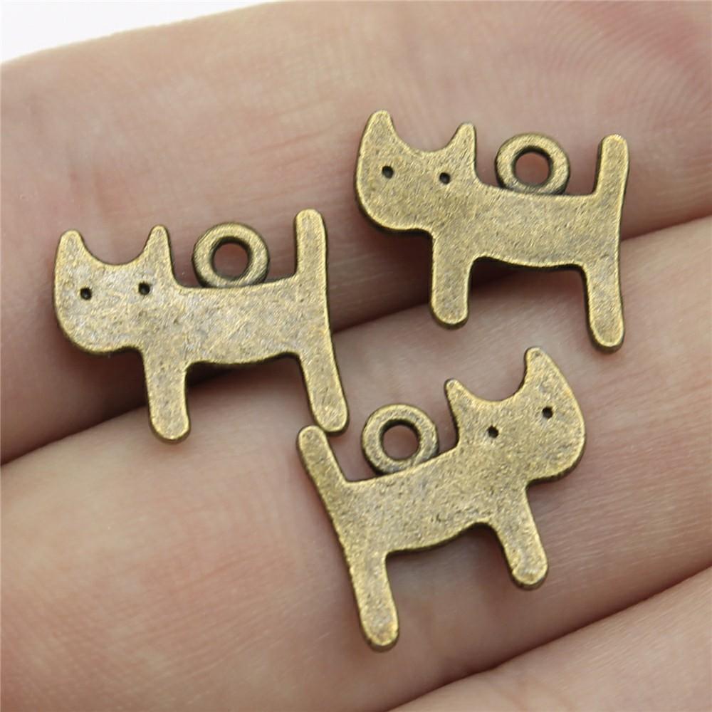 20pcs Charms Cat Tibetan Bronze Silver Color Pendants Antique Jewelry Making DIY Handmade Craft