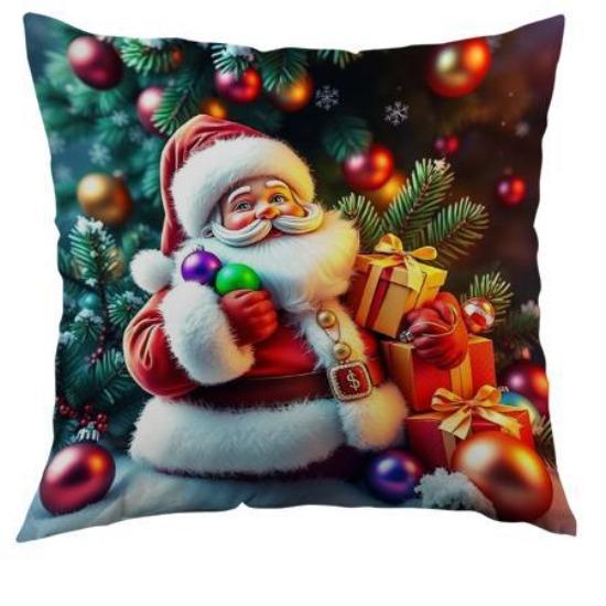 Cartoon Weihnachtsmann Polyester Kissenbezug Weihnachten Sofa Kissenbezug Zuhause Feiertag Bedruckter Kissenbezug