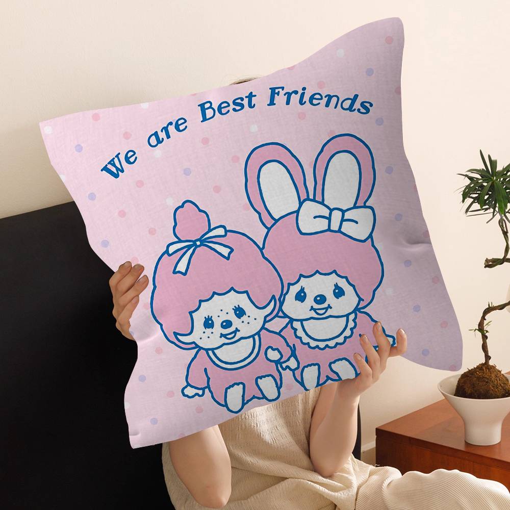 Cartoon M-Monchhichis Personalized Pillow Cover Kids Bedroom Wild Party Decor Pillowcase Kid Birthday Shower Gift