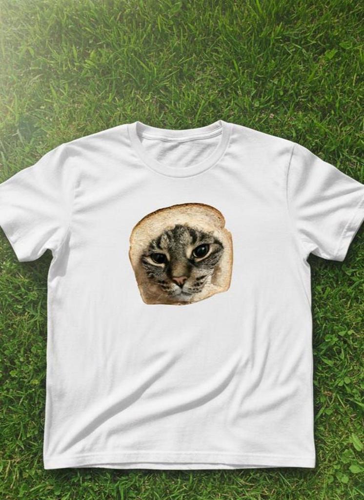 Kat in Brood T-shirt Schattige Meme Kat Brood Gezicht Tee Kat Meme Geprint T-shirt Humoristische T-shirts Kleding voor Koppels Streetwear YK Top
