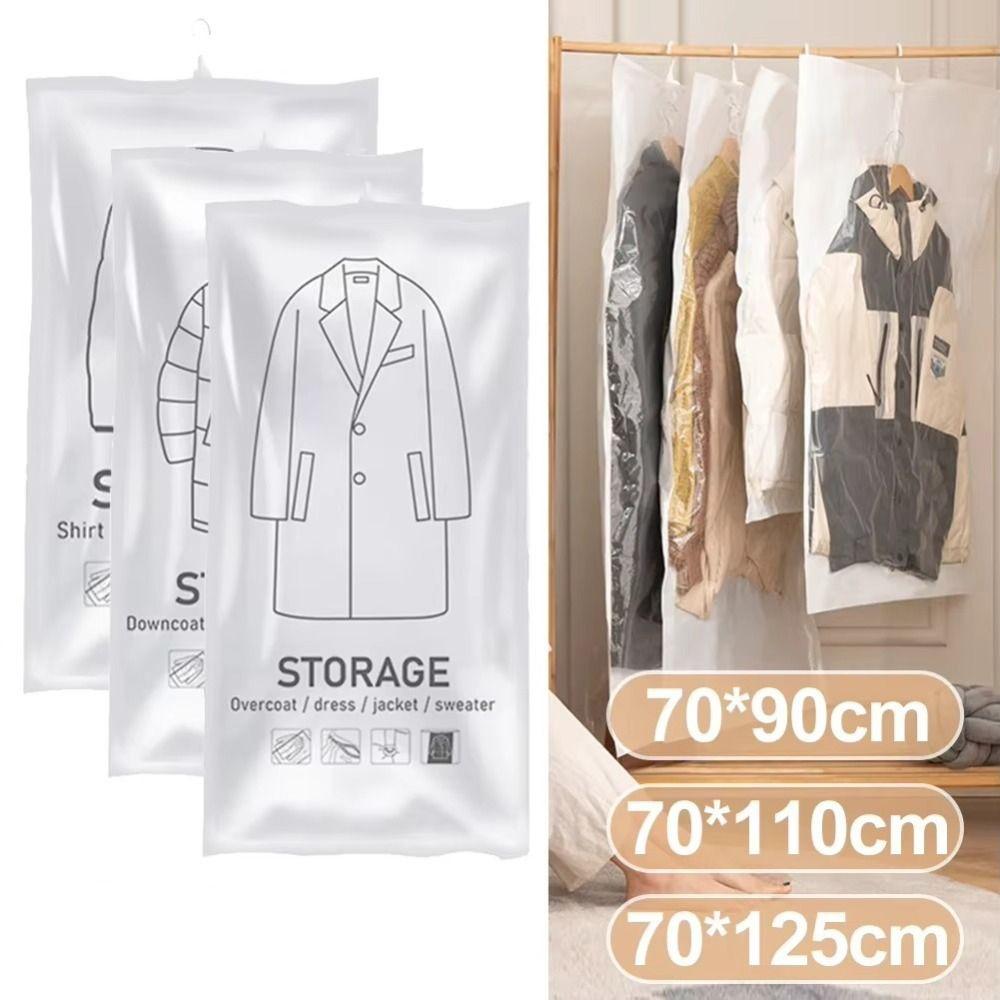 Transparent Vacuum Compression Bag Hang Hook Vacuum Seal Storage Bag  Suits/Dress/Jacket