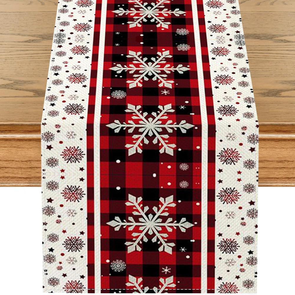 Christmas Snowman Table Runner Linen Home Dining Room Decor Festive Holiday Tablecloth for Living Room