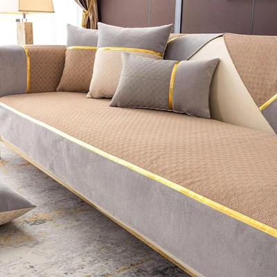 Light Luxury Chenille Sofa Cushion Four Seasons Universal Slipcover Solid Gold Edge Splicing Sofa Mat NonSlip L-type Couch Cover