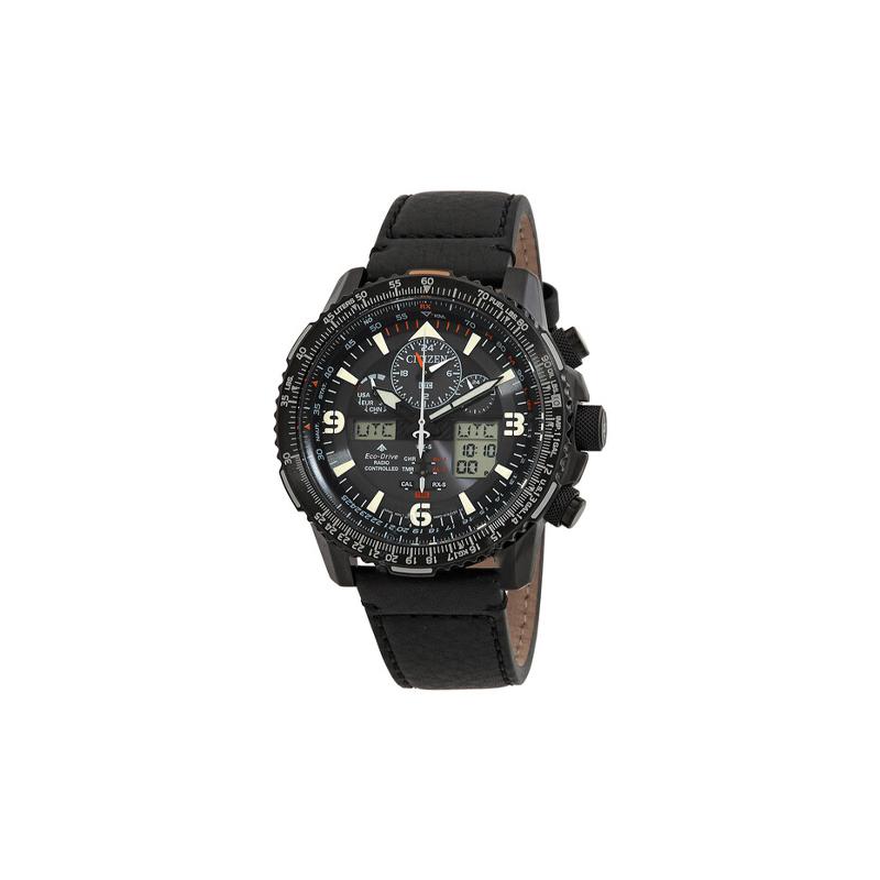 

CITIZEN 200 meters waterproof Quartz leather strap men s watch black dial JY8085-14H чорний