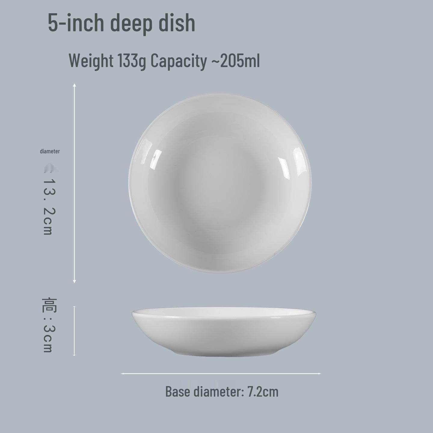Bone China Ceramic Soup and Dish Plate - Round, Creative, Pure White, Deep Tableware