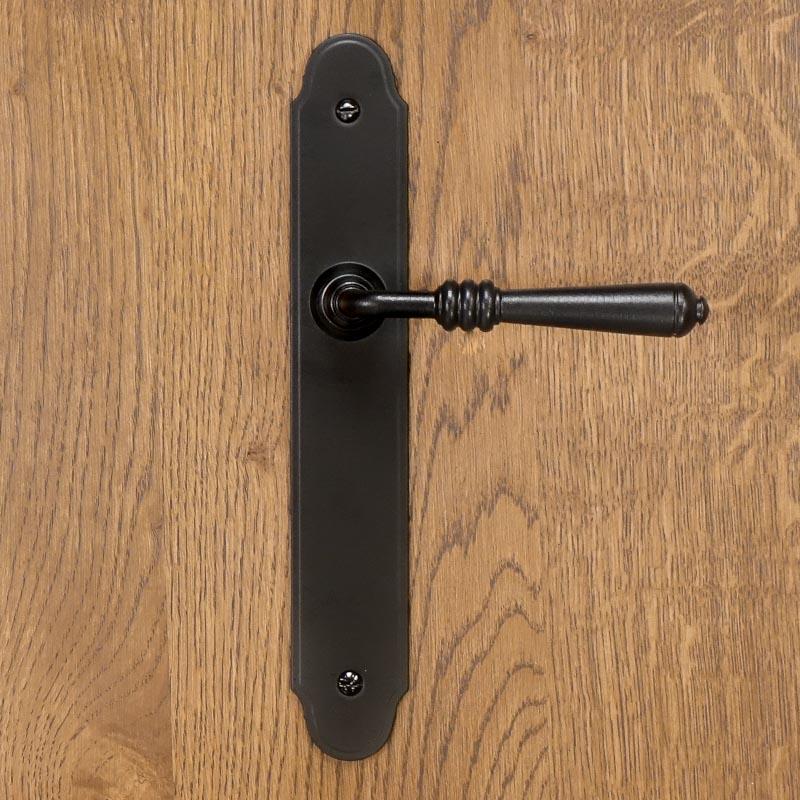 DEVON door handle with plate without hole BLACK