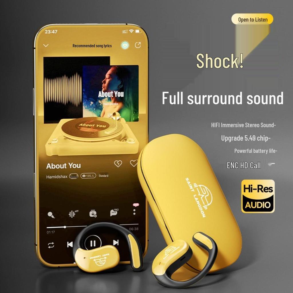 Bone Conduction Sports Ear-Hook Earbuds: High Sound Quality, Ultra-Long Battery, Universal for Phones