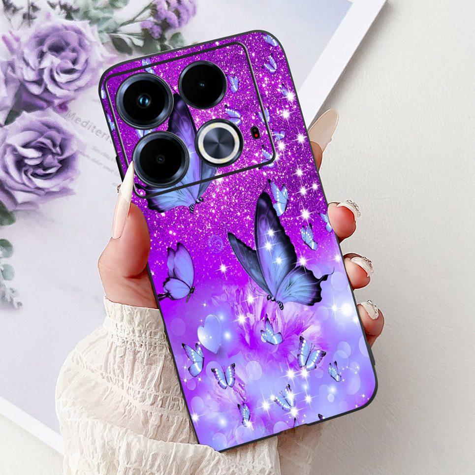 For Cover Infinix Note 40 40x 40Pro Plus Note40 Pro+ Phone Case Colorful Flower Butterfly Lxuru Women Fashion Soft Siliocne Etui