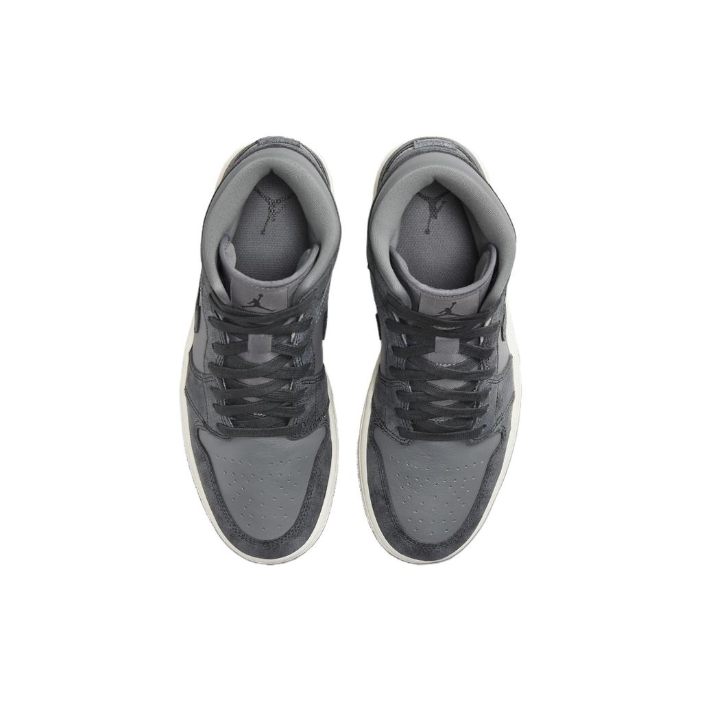 Air Jordan 1 Mid Distressed Smoke Grey Women Sneakers Off-Noir Sail FJ3448-001