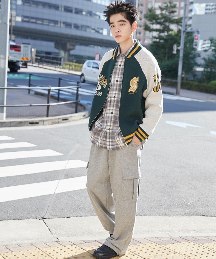 WEGO Jacquard Knit Stadium Size Green Men's Jacket, M,