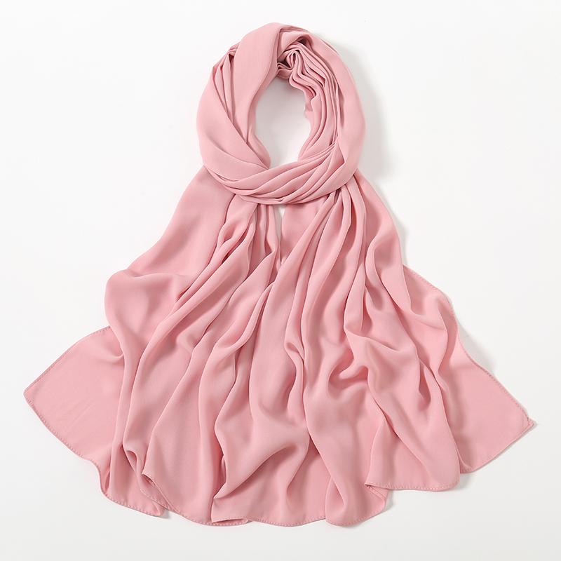 Women Heavy Chiffon Hijab Scarf Premium Chiffon Muslim Hijabs Plain Good Stitching Maxi Wrap Solid Color Musulman Femme Shawls