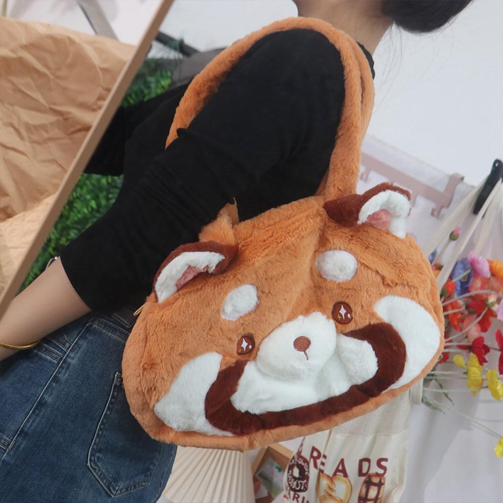 Embroidery Animal Shoulder Bag Cute Red Panda Handbag Lovely Red Panda Plush Bag Girls