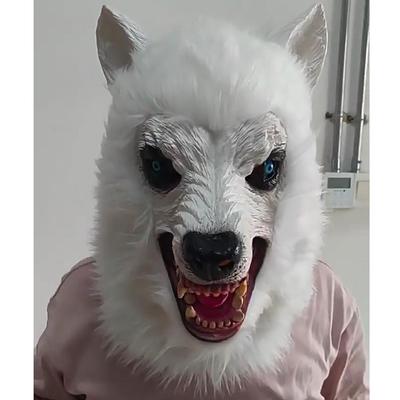 Animal White Werewolf Mask Cosplay Plush Beast Wolf Full Face Latex Masks Carnival Dress Up Halloween Party Costume Props